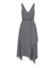 Christian Dior Women's Mid-Length Draped Dress With Belt Gray