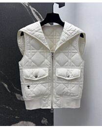 Christian Dior Women's Check Quilted Padded Vest Jacket 