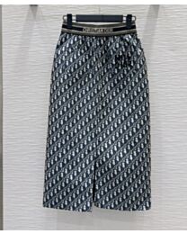 Christian Dior Women's Oblique Print Skirt Dark Blue