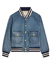 Celine Women's Teddy Jacket In Clean Ocean Breathe Wash Denim Dark Blue