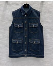 Chanel Women's Denim Vest Dark Blue