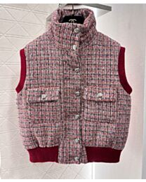 Chanel Women's Woolen Down Vest Pink