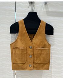 Chanel Women's Leather Mini Vest Coffee