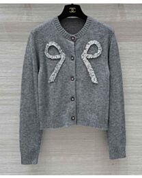 Chanel Women's Cashmere Cardigan With Bow Embroidery 