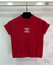 Chanel Women's Mohair Short-sleeved Top Red