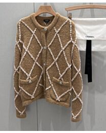 Chanel Women's Diamond Knitted Cardigan Coffee