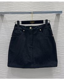 Fendi Women's FF Denim Skirt Black