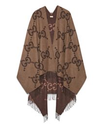 Gucci Women's Reversible Jumbo GG Cashmere Cape Coffee