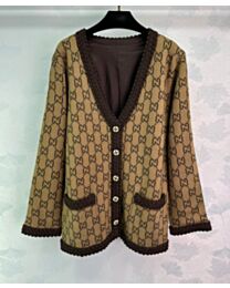 Gucci Women's GG Knitted Cardigan Khaki