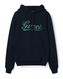 Gucci Women's Cotton Jersey Hooded Sweatshirt Dark Blue