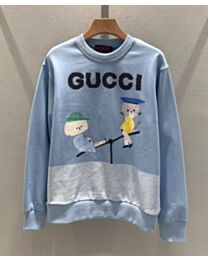 Gucci Women's Cats Print Sweatshirt Blue