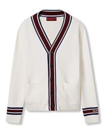 Gucci Women's Wool Knit Cardigan With Intarsia Cream