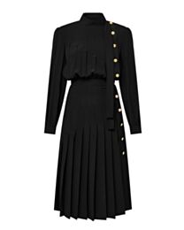 Louis Vuitton Women's Long-Sleeved Pleat Dress Black