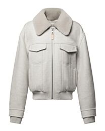 Louis Vuitton Women's Wool Blouson With Shearling Collar Light Gray