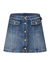 Louis Vuitton Women's Button Front Denim Mini Skirt Dark Blue