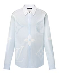 Louis Vuitton Women's Monogram Printed Long-Sleeved Cotton Poplin Shirt White