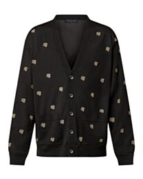 Louis Vuitton Women's Embroidered Wool Cardigan Black