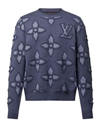 Louis Vuitton Women's Textured Cotton Crewneck Dark Blue