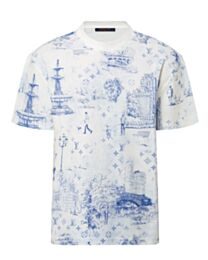 Louis Vuitton Women's Printed Cotton Pique T-Shirt Blue