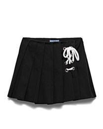 Prada Women's Pleated Stretch Drill Miniskirt Black