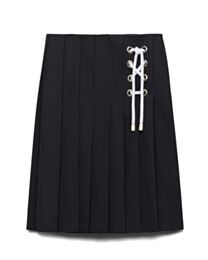 Prada Women's Navy Pleated Gabardine Midi-skirt Black