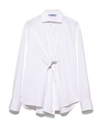 Prada Women's Poplin Shirt With Crystal Brooch White