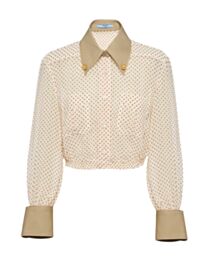 Prada Women's Polka-dot Georgette Shirt Cream