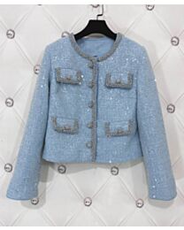 Self Portrait Women's Tweed Jacket Blue