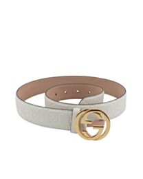 Gucci Leather Belt With Double G Buckle Cream