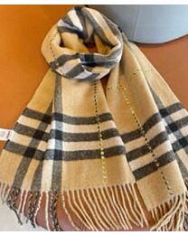 Burbbery Plaid Cashmere Scarf Apricot