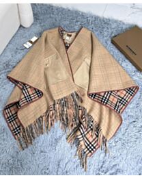 Burberry Check Wool Cape Apricot