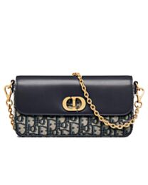 Christian Dior 30 Montaigne Avenue East-West Double Carry Mini Bag Dark Blue