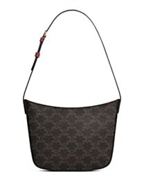 Celine Medium Celine Croque Bag In Triomphe Canvas And Calfskin Coffee