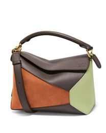 Loewe Small Puzzle Bag In Classic Calfskin And Suede Coffee