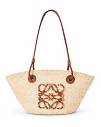 Loewe Small Anagram Basket Bag In Iraca Palm And Calfskin 