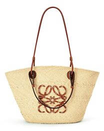 Loewe Medium Anagram Basket Bag In Iraca Palm And Calfskin Coffee