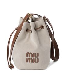 Miumiu Canvas And Leather Bucket Bag 5BE090 Coffee