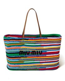 Miumiu Crochet Tote Bag 5BG228 Coffee