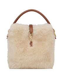 Saint Laurent Le 37 Mini In Shearling Cream