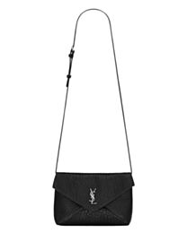 Saint Laurent Cassandre Envelope Messenger In Lambskin Black