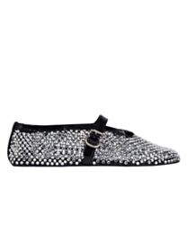 Alaia Women's Ballet Flats In Fishnet And Strass Black