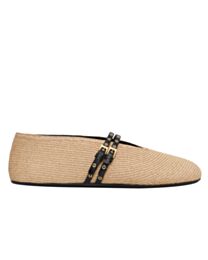 Alaia Women's Ballet Flats In Paper Straw Apricot