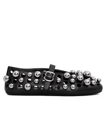 Alaia Women's Ballet Flats With Spheres On Lambskin Black