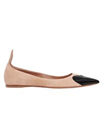 Alaia Women's Heart Ballerinas In Suede Goatskin And Patent Calfskin 