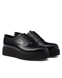 Prada Women's Brushed Leather Derby Brogues 2EG443 Black