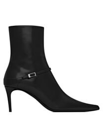 Saint Laurent Women's Vendome Booties In Glazed Leather Black