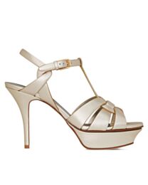 Saint Laurent Women's Tribute Sandals In Metallic Leather Golden