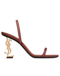 Saint Laurent Women's Opyum Slingback Sandals In Vegetable-Tanned Leather Henna