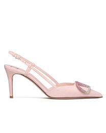Valentino Women's Vlogo Signature Decollete Calfskin Slingback With Degrade Crystals 80MM Pink