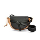 Loewe Mini Gate Dual Bag In Soft Calfskin And Jacquard Black